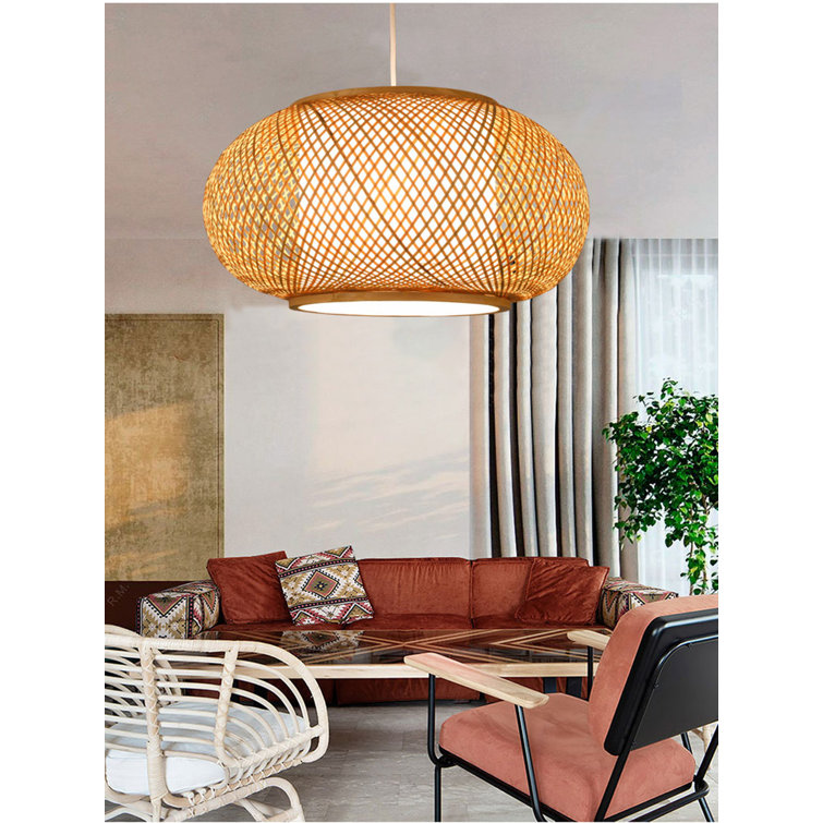 Bayou Breeze 16'' Hanging Lamps Chandelier Vintage Premium Bamboo